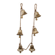 Clayre &amp; Eef   | Decoratie Hanger Bellen Goudkleurig 9x9x140 cm | 6Y5911