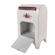 Clayre &amp; Eef   | Brievenbus Wit Rood 20x14x30 cm | 6Y5914