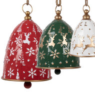 Clayre &amp; Eef   | Bellen Decoratief (set van 3) Rood Groen Wit &oslash; 32x43 / &oslash; 28x35 / &oslash; 23x28 cm | 6Y5918