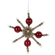 Clayre &amp; Eef   | Kersthanger Rood Zilverkleurig 18x3x18 cm | 65992