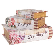 Clayre &amp; Eef   | Opbergdoos Beige Roze (3) 27x22x7 / 22x17x6 / 17x12x4 cm | 66254