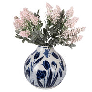 Clayre &amp; Eef   | Vaas Wit Blauw &oslash; 16x16 cm | 6CE2376