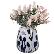 Clayre &amp; Eef   | Vaas Wit Blauw &oslash; 16x18 cm | 6CE2377