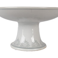 Clayre &amp; Eef   | Taartplateau op voet Wit Groen &oslash; 21x11 cm | 6CE2380