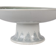 Clayre &amp; Eef   | Taartplateau op voet Wit Groen &oslash; 26x13 cm | 6CE2381