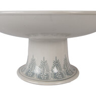 Clayre &amp; Eef   | Taartplateau op voet Wit Groen &oslash; 32x15 cm | 6CE2382