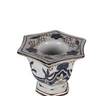 Clayre &amp; Eef   | Kandelaar Wit Blauw &oslash; 18x36 cm | 6CE2384L