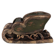 Clayre &amp; Eef   | Kerstdecoratie Slee Groen Bruin 35x23x21 cm | 6MG0130