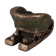 Clayre &amp; Eef   | Kerstdecoratie Slee Groen Bruin 35x23x21 cm | 6MG0130