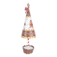 Clayre &amp; Eef   | Kerstdecoratie Kerstboom Bruin Wit &oslash; 11x37 cm | 6Y5803