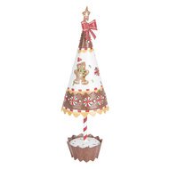 Clayre &amp; Eef   | Kerstdecoratie Kerstboom Bruin Wit &oslash; 11x37 cm | 6Y5803