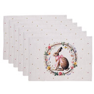 Clayre &amp; Eef   | Placemats Set van 6 Beige Bruin 48x33 cm | EWC40