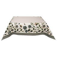 Clayre &amp; Eef   | Vierkant Tafelkleed Beige Groen100x100 cm | GTB01