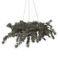Clayre &amp; Eef   | Kerstdecoratie Krans met LED Groen Bruin &oslash; 60x8 cm / 3xAA | 50839