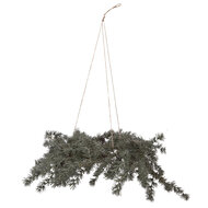 Clayre &amp; Eef   | Kerstdecoratie Krans met LED Groen Bruin &oslash; 60x8 cm / 3xAA | 50839