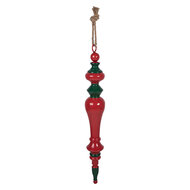 Clayre &amp; Eef   | Decoratie hanger Kerst Rood Groen &oslash; 9x65 cm | 5Y1403