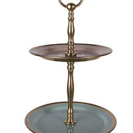 Clayre &amp; Eef   | Etag&egrave;re 3 laags Groen Roze &oslash; 27x51 cm | 66425