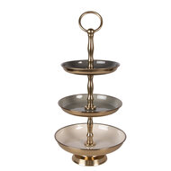 Clayre &amp; Eef   | Etag&egrave;re 3 laags Beige Goudkleurig &oslash; 18x35 cm | 66426