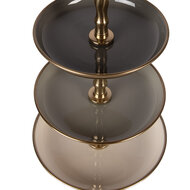 Clayre &amp; Eef   | Etag&egrave;re 3 laags Beige Goudkleurig &oslash; 18x35 cm | 66426