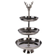 Clayre &amp; Eef   | Etag&egrave;re 3 laags Zilverkleurig &oslash; 26x48 cm | 6AL0079