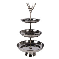 Clayre &amp; Eef   | Etag&egrave;re 3 laags Zilverkleurig &oslash; 26x48 cm | 6AL0079