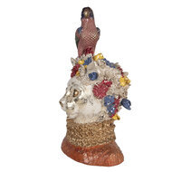 Clayre &amp; Eef   | Decoratie buste Kat met vogel Wit Goudkleurig 24x21x40 cm | 6PR6040