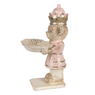 Clayre &amp; Eef   | Decoratie Beer met schaal Beige Roze 14x13x24 cm | 6PR6047