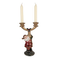 Clayre &amp; Eef   | Kandelaar Kerstman Goudkleurig Rood 17x10x28 cm | 6PR6050