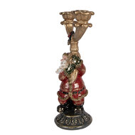 Clayre &amp; Eef   | Kandelaar Kerstman Goudkleurig Rood 17x10x28 cm | 6PR6050