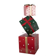 Clayre &amp; Eef   | Decoratie van opgestapelde Cadeautjes Rood Groen 36x36x90 cm | 5Y1400