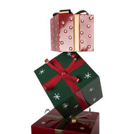 Clayre &amp; Eef   | Decoratie van opgestapelde Cadeautjes Rood Groen 36x36x90 cm | 5Y1400