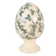 Clayre &amp; Eef   | Decoratie Ei op voet Geel Groen &oslash; 15x24 cm | 6CE2395L