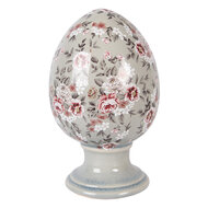 Clayre &amp; Eef   | Decoratie Ei op voet Grijs Roze &oslash; 15x24 cm | 6CE2399L