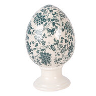 Clayre &amp; Eef   | Decoratie Ei op voet Beige Groen &oslash; 15x24 cm | 6CE2405L