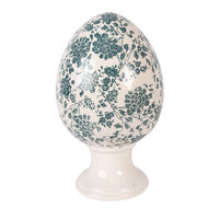 Clayre &amp; Eef   | Decoratie Ei op voet Beige Groen &oslash; 17x28 cm | 6CE2405XL