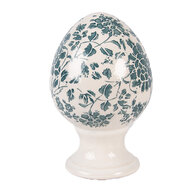 Clayre &amp; Eef   | Decoratie Ei op voet Beige Groen &oslash; 9x14 cm | 6CE2405S