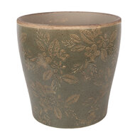 Clayre &amp; Eef   | Bloempot Binnen Groen Bruin &oslash; 18x17 cm | 6CE2410XL