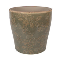Clayre &amp; Eef   | Bloempot Binnen Groen Bruin &oslash; 18x17 cm | 6CE2410XL