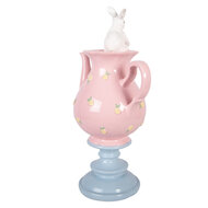 Clayre &amp; Eef   | Decoratie theepot met konijnen Roze Wit 22x14x35 cm | 6PR5940