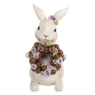 Clayre &amp; Eef   | Decoratie Konijn Wit Bruin 17x16x30 cm | 6PR5961
