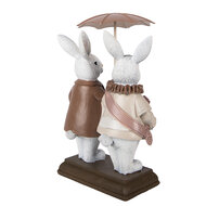 Clayre &amp; Eef   | Decoratie Konijnen met paraplu Wit Bruin 13x6x16 cm | 6PR5972