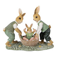 Clayre &amp; Eef   | Decoratie Konijnen Bruin Groen 17x7x14 cm | 6PR5977