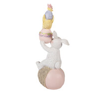 Clayre &amp; Eef   | Decoratie Konijn op ei Wit Roze 8x6x19 cm | 6PR5978