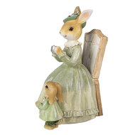 Clayre &amp; Eef   | Decoratie Konijnen Bruin Groen 14x10x18 cm | 6PR5980