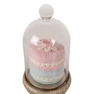 Clayre &amp; Eef   | Glazen Stolp met decoratie Goudkleurig Roze &oslash; 7x17 cm | 6PR6009