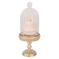 Clayre &amp; Eef   | Glazen Stolp met decoratie Goudkleurig Roze &oslash; 7x17 cm | 6PR6011