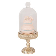 Clayre &amp; Eef   | Glazen Stolp met decoratie Goudkleurig Roze &oslash; 7x17 cm | 6PR6011