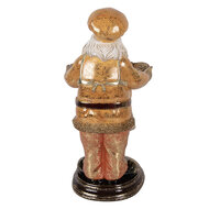 Clayre &amp; Eef   | Kerstdecoratie Kerstman met schaal Geel Goudkleurig 15x18x31 cm | 6PR6049