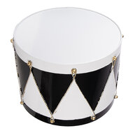 Clayre &amp; Eef   | Decoratie Trommel Wit Zwart (set 2) &oslash; 37x26 / &oslash; 32x17 cm | 6Y5989