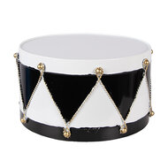 Clayre &amp; Eef   | Decoratie Trommel Wit Zwart (set 2) &oslash; 37x26 / &oslash; 32x17 cm | 6Y5989